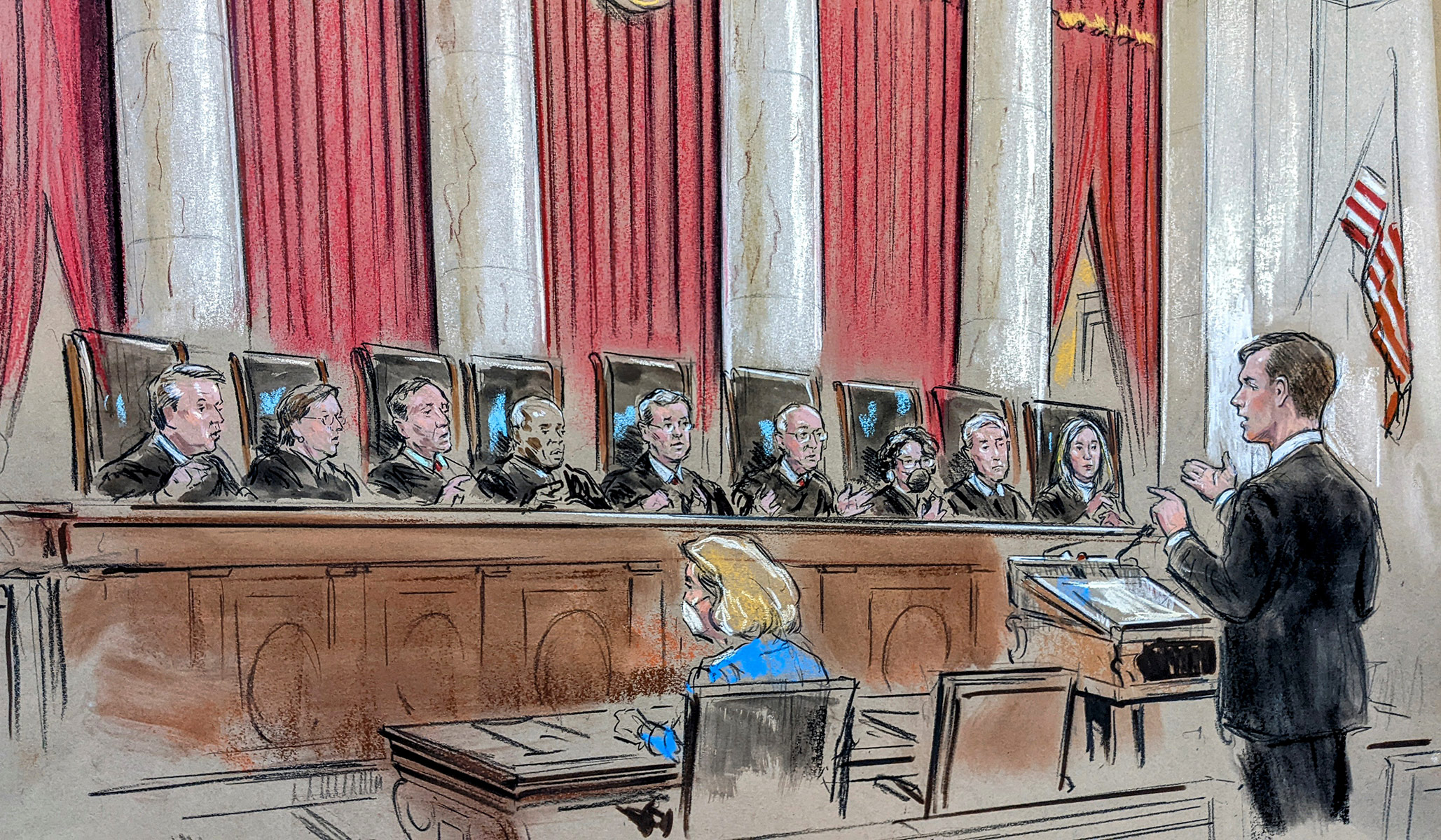 Supreme Court Justices in Olympus cartoon